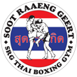 SRG Thai Boxing Gym logo with Thai fighters and text in Thai and English.